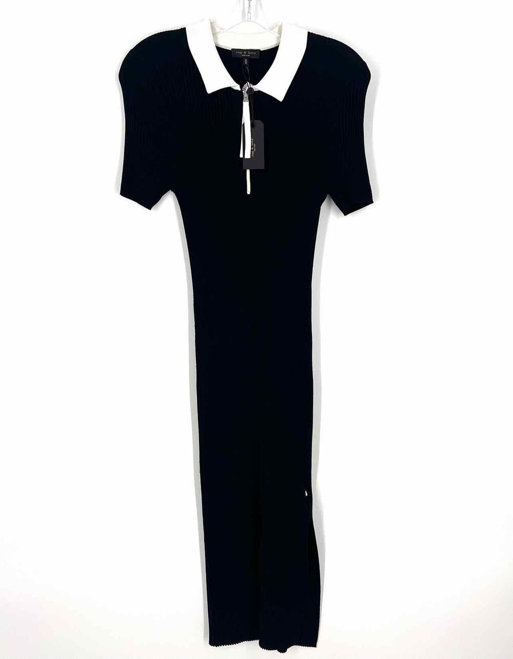 Rag & Bone Size M Black/White Collared Ribbed NEW Designer Dress